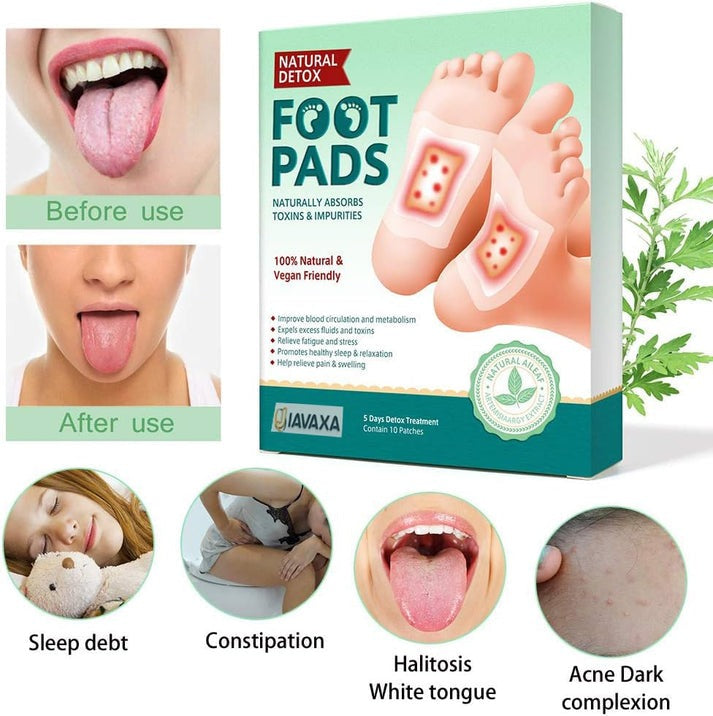 Deep Cleansing Foot Pads for Detox & Relaxation | Internal Toxin Removal, Pain Relief, Better Sleep & Circulation for Men & Women Pack of 2x5 patches