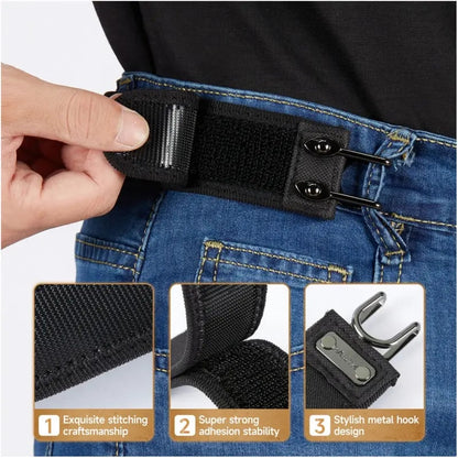 🔥 Tactical Metal Hook Elastic Belt (Unisex) - No Buckle Invisible Design 🔥 | Soft Adjustable Side | 🚨SALE ENDS SOON🚨 - PACK OF 2
